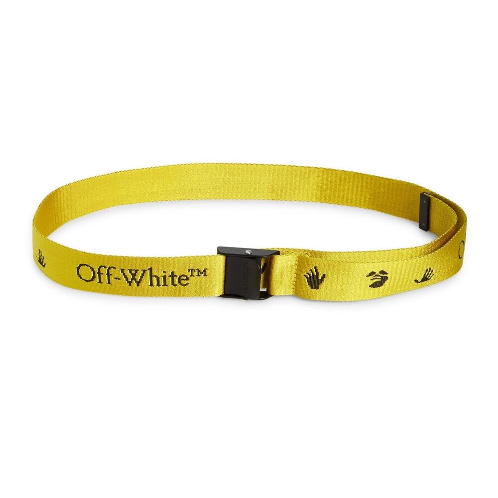 Off-White Woven Yellow Logo Industrial Belt